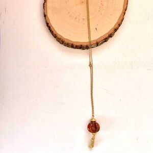 Avon Gold Necklace with Red Pendant